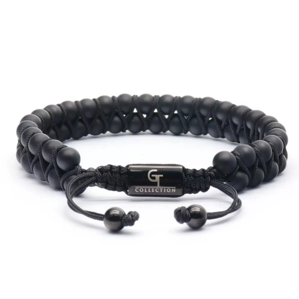 Men's MATTE ONYX Double Bead Bracelet - One Size Fits All