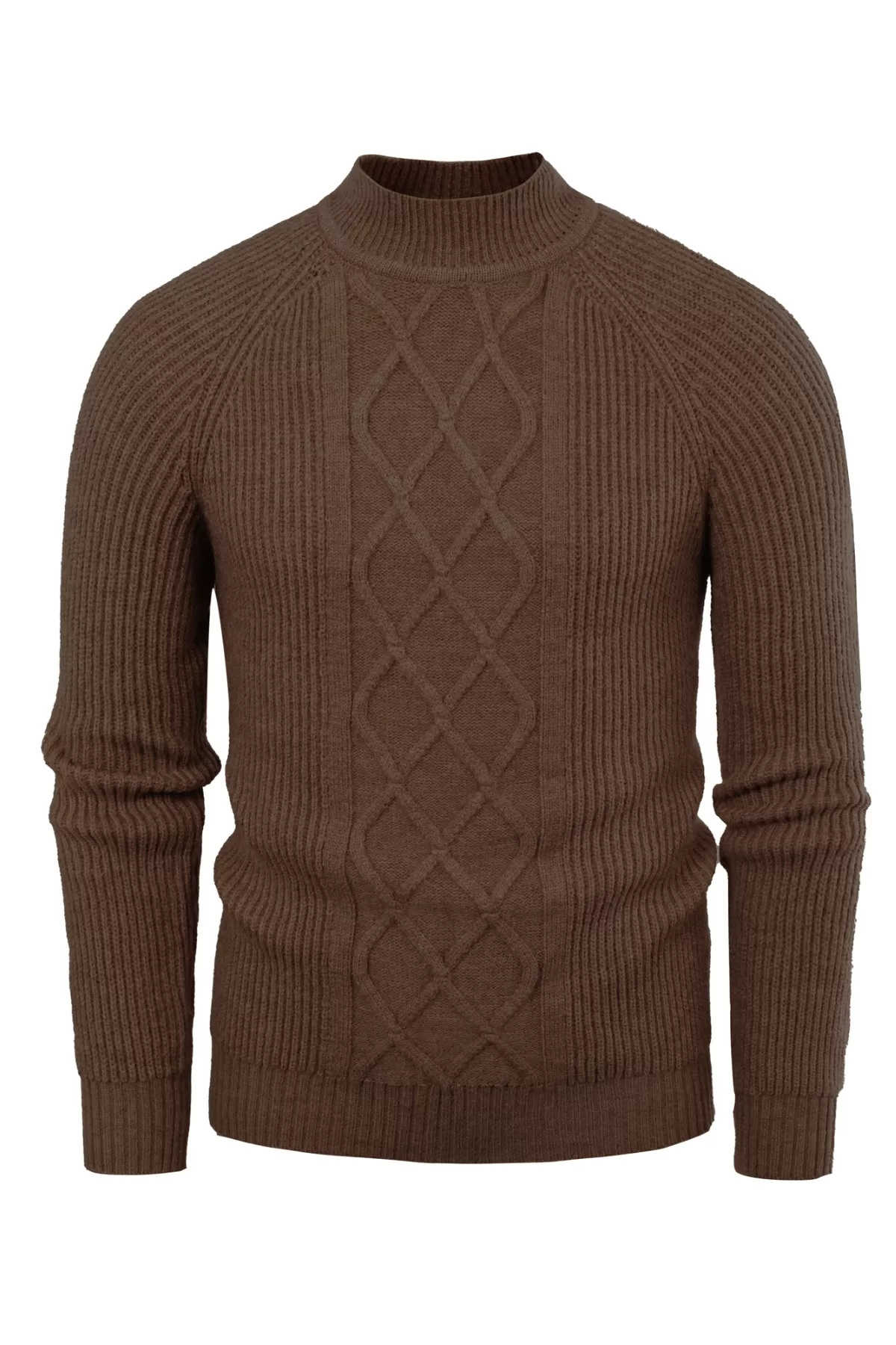 Men's Mock Neck Sweater Casual Cable Twisted Knitted Pullover Sweaters