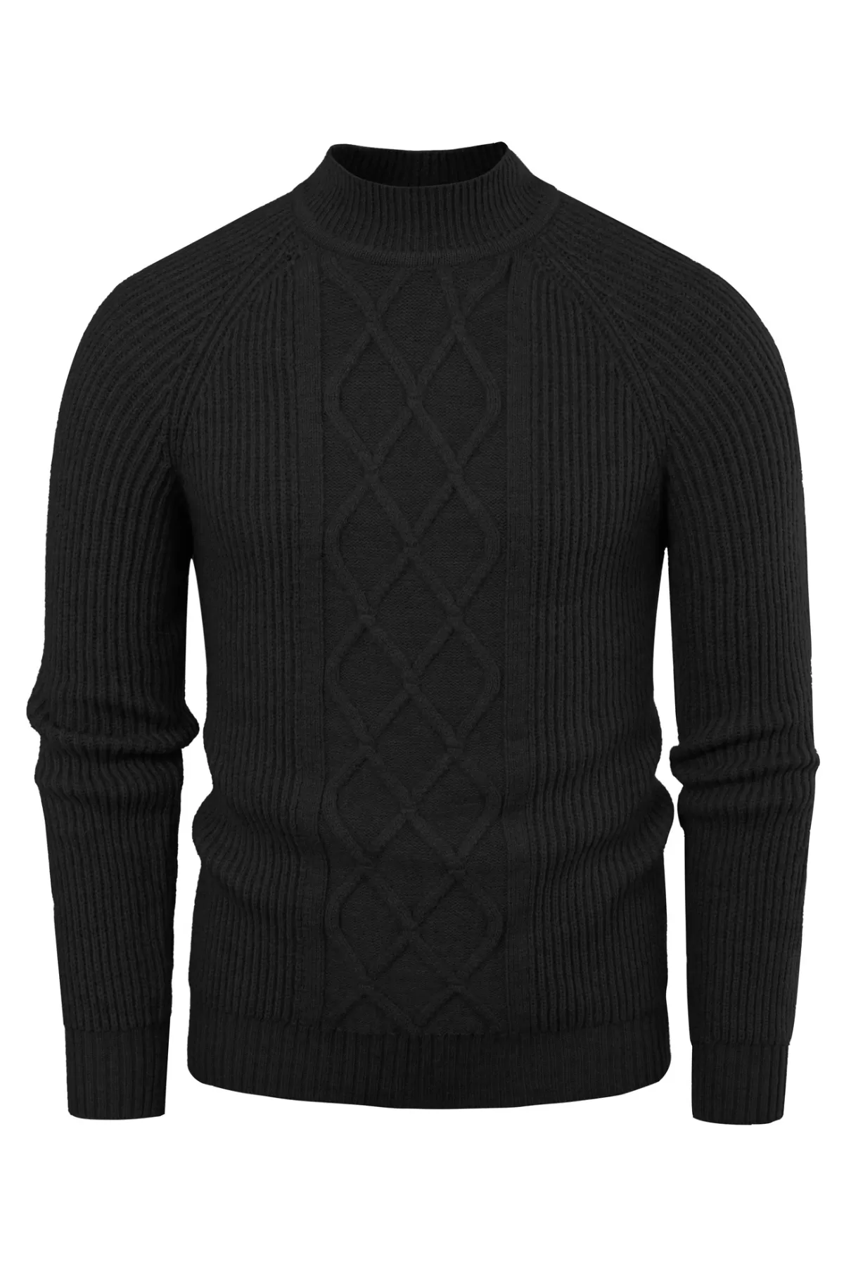 Men's Mock Neck Sweater Casual Cable Twisted Knitted Pullover Sweaters