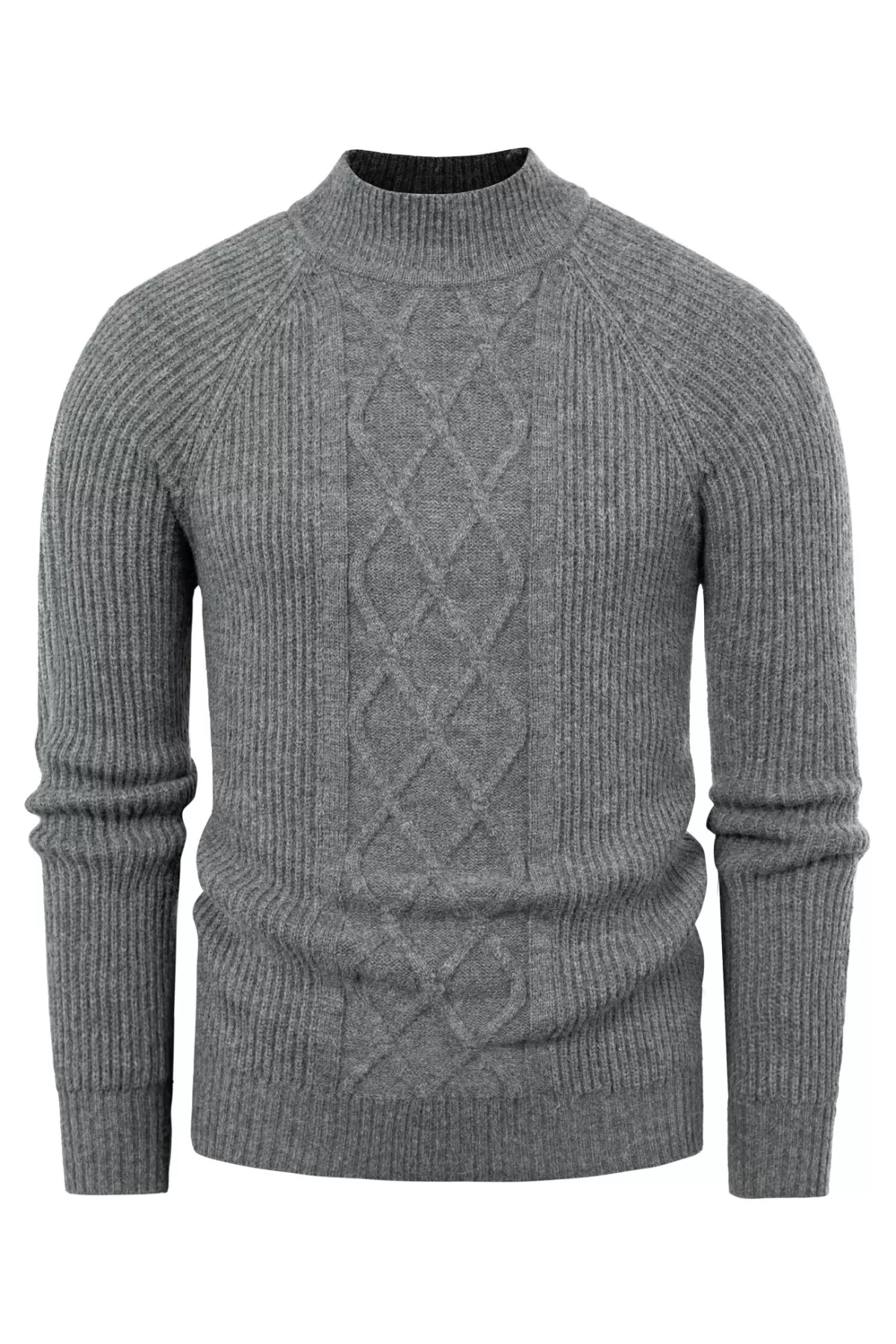 Men's Mock Neck Sweater Casual Cable Twisted Knitted Pullover Sweaters