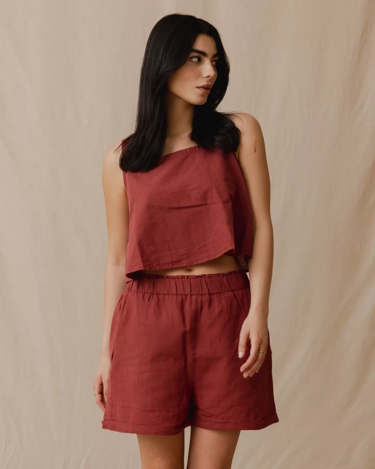 Minimal Linen Set Burgundy