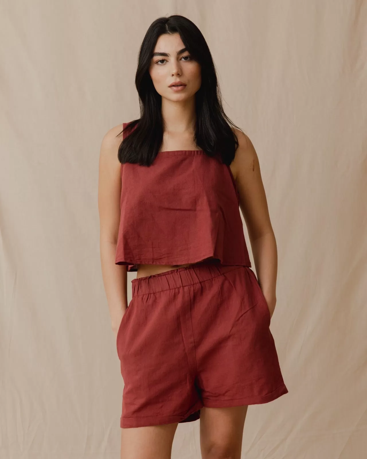 Minimal Linen Set Burgundy