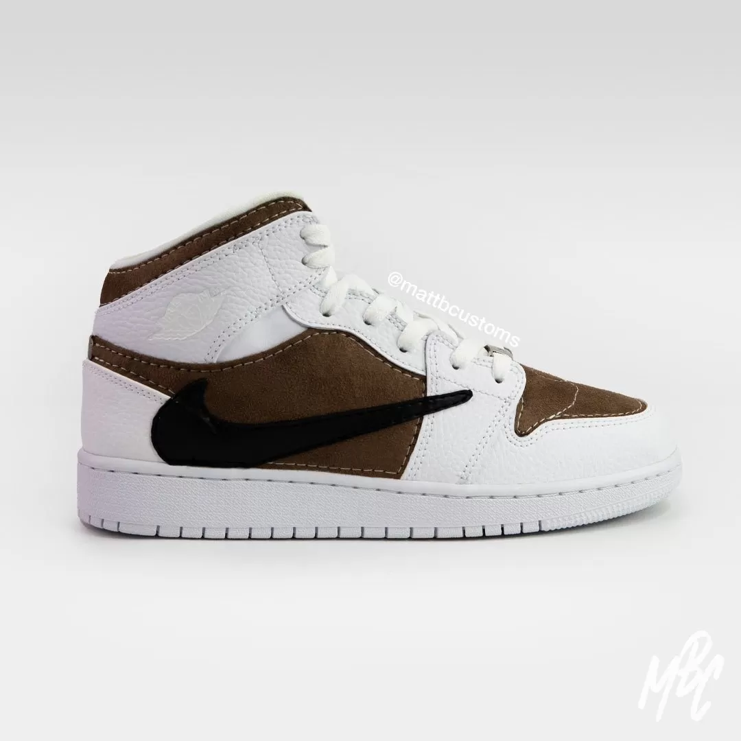 Mocha Suede Reverse Swoosh - Jordan 1 Mid | UK 6