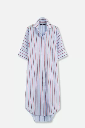 MODENA DOLMAN SLEEVE SHIRT DRESS IN ITALIAN COTTON SPRING STRIPE