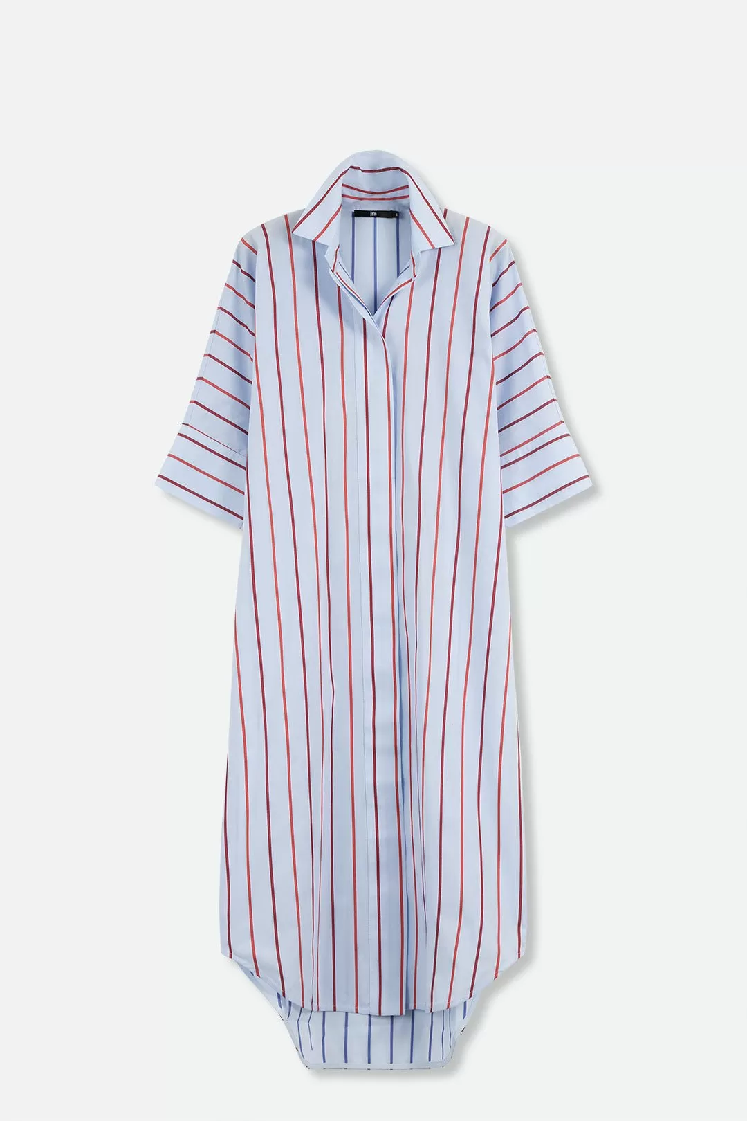 MODENA DOLMAN SLEEVE SHIRT DRESS IN ITALIAN COTTON SPRING STRIPE