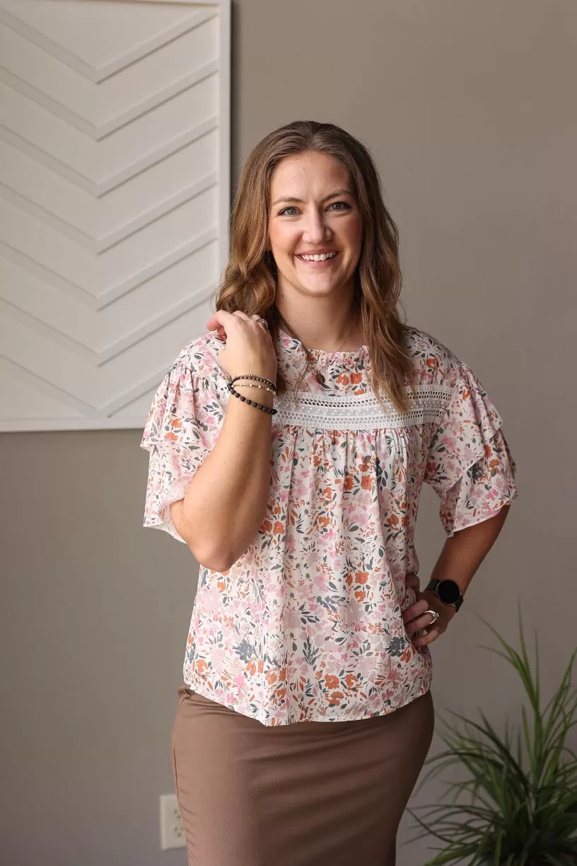 Multicolor Floral Ruffle Sleeve Top