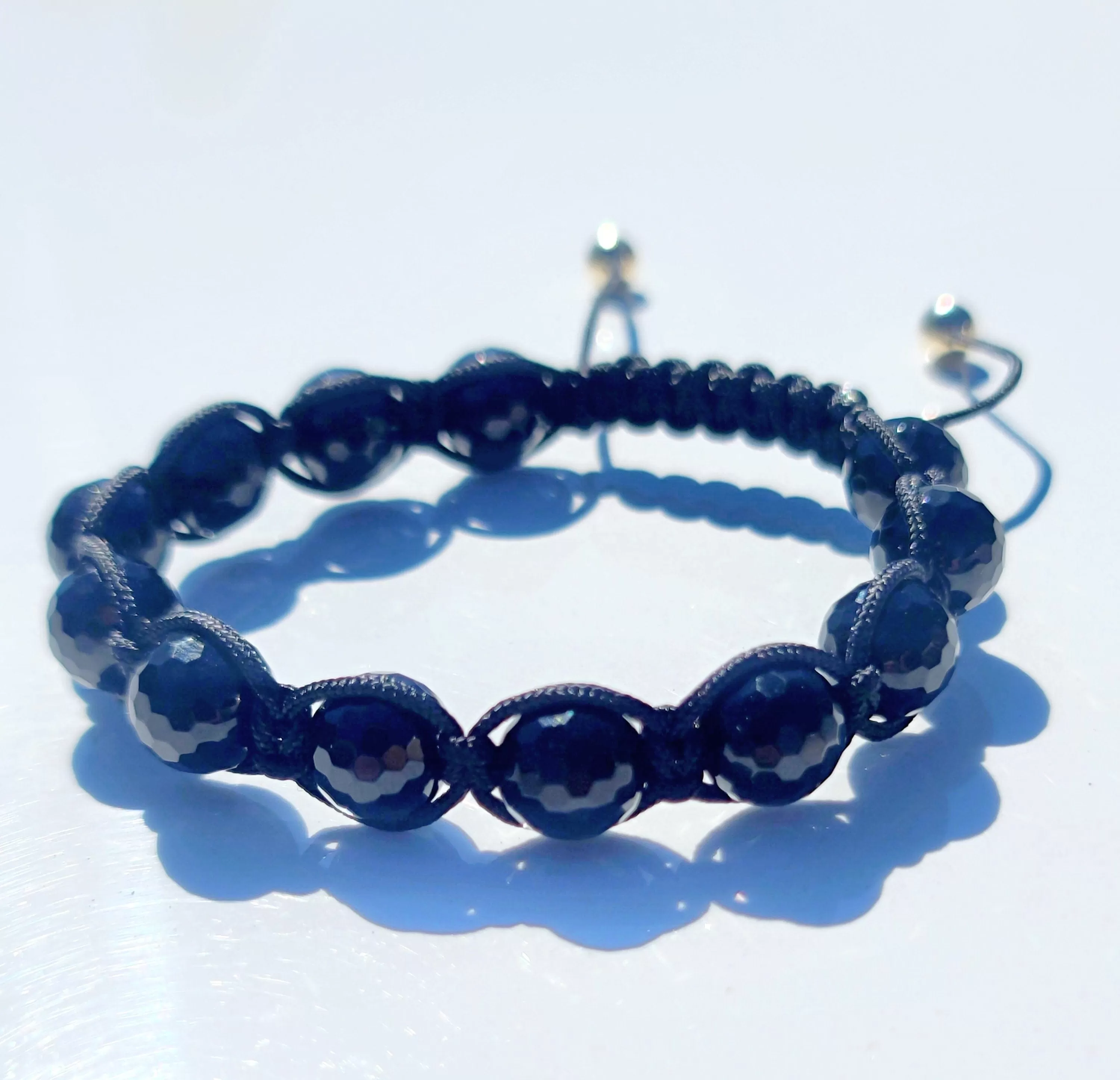 Onyx Macrame 14kt Gold Bracelet