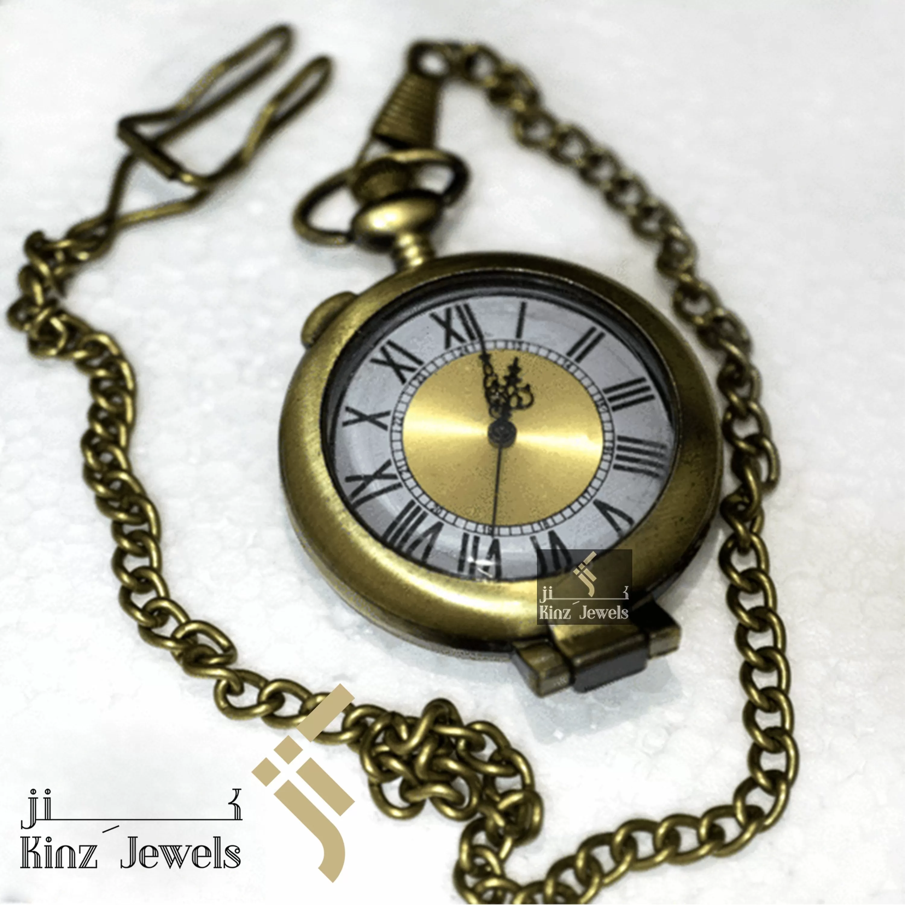 Personalized Golden Brass Magnifier Pocket Watch