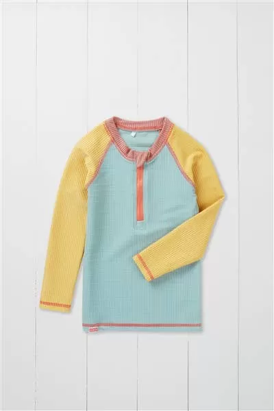 Pistachio Ribbed Kids Long Sleeve Rash Vest