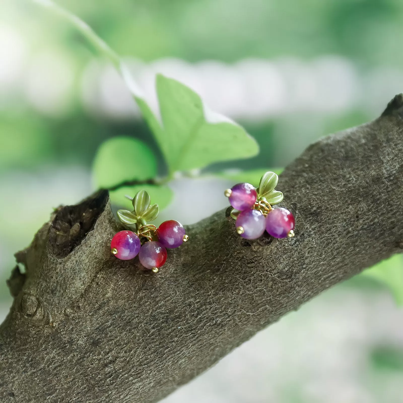 Purple Berry Stud Earrings