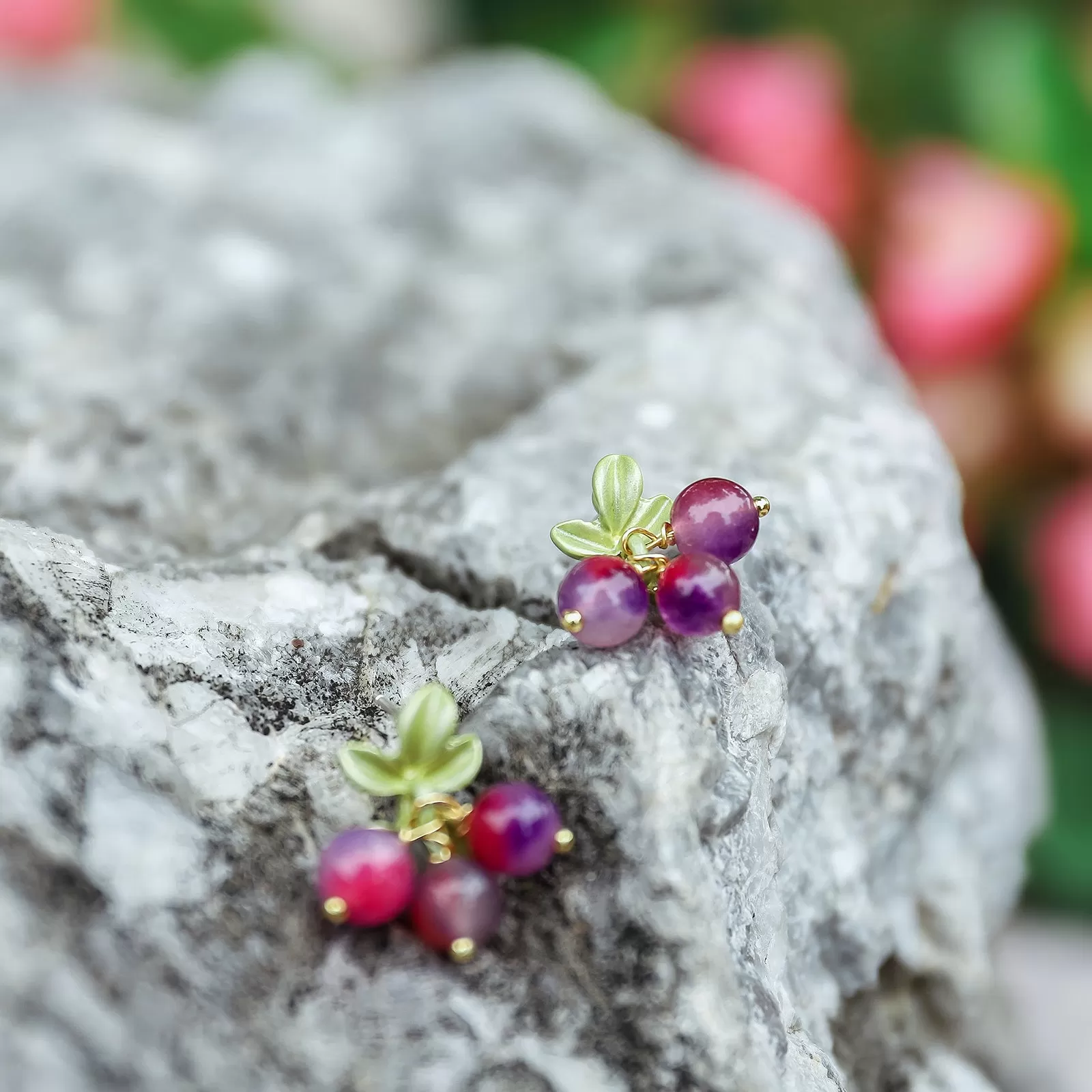 Purple Berry Stud Earrings