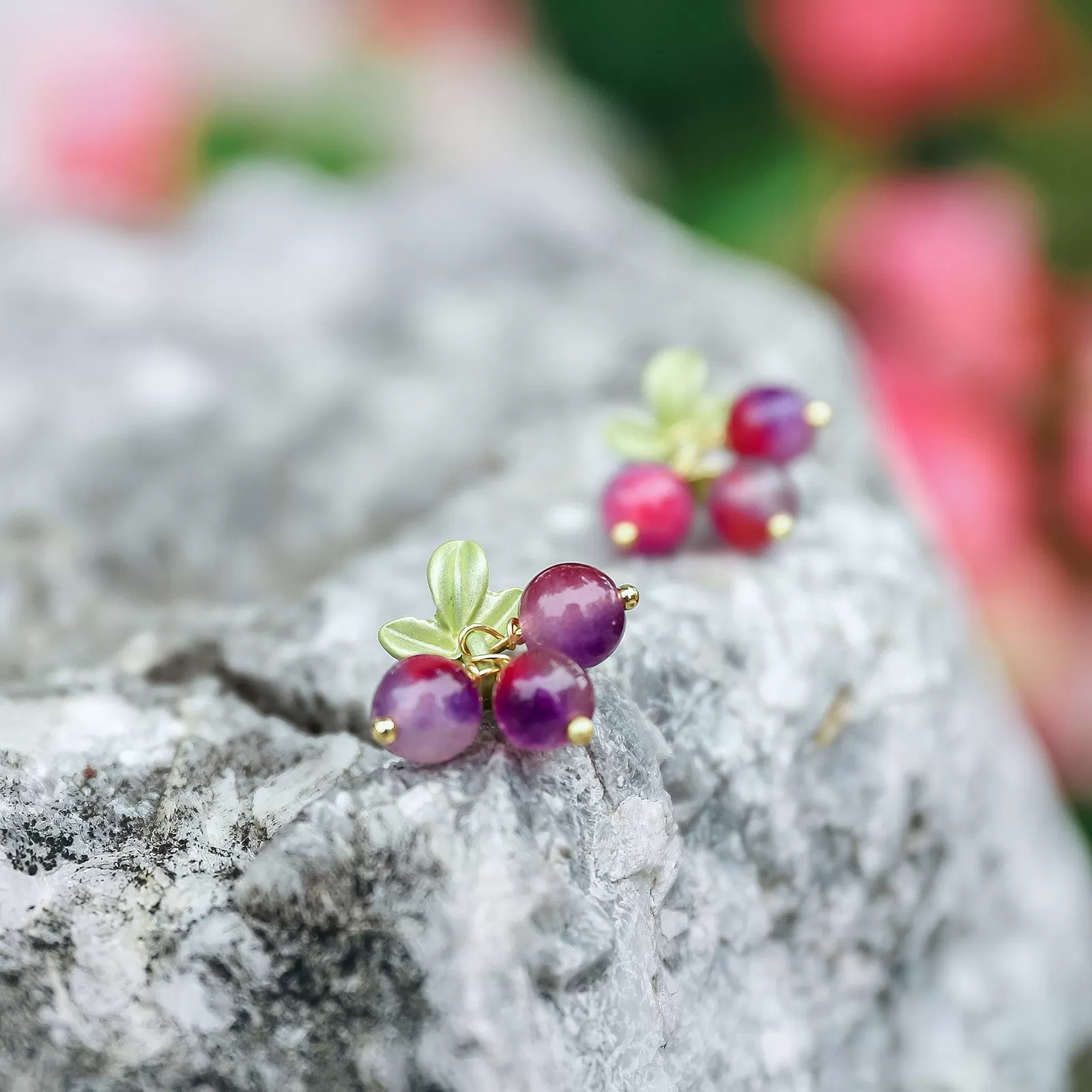 Purple Berry Stud Earrings