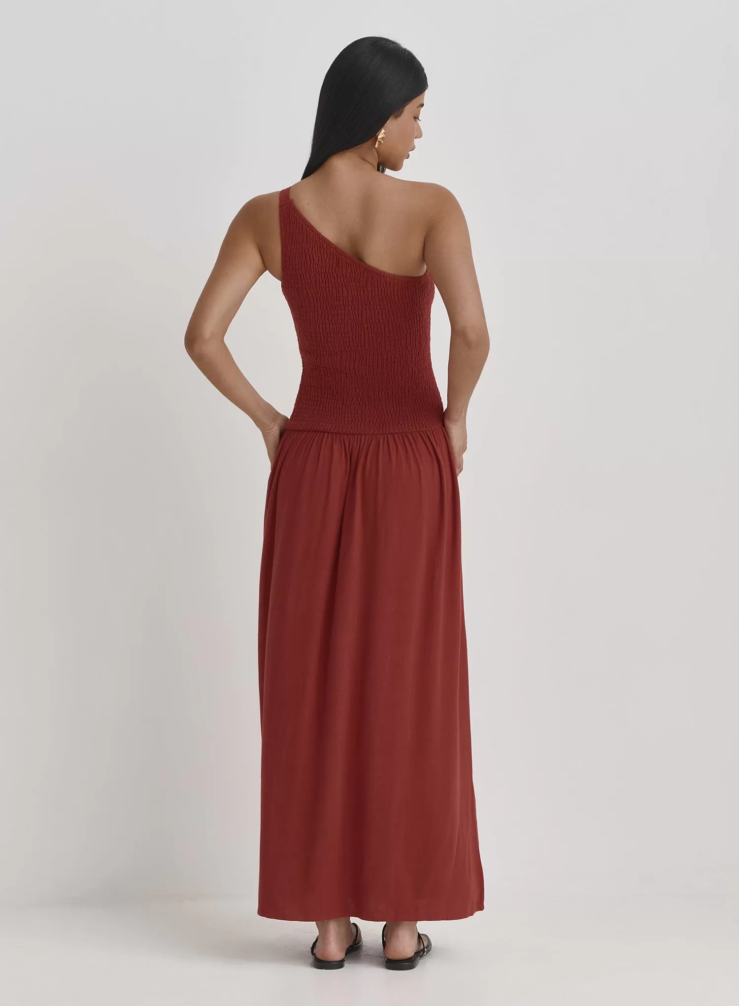 Red One Shoulder Maxi Dress- Steffi