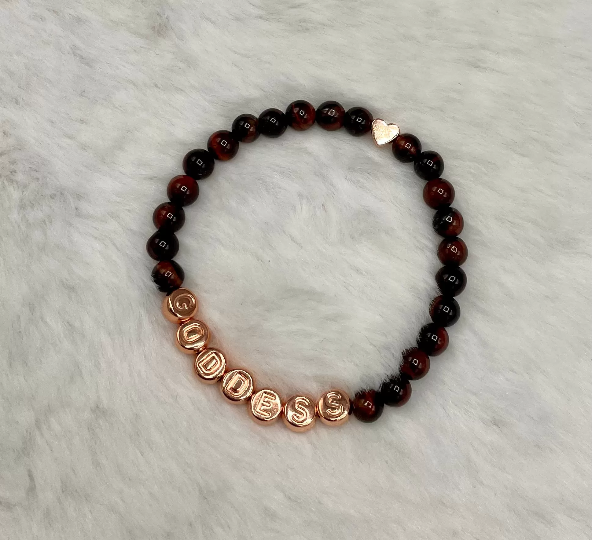 Red Tiger Eye and Rose Hematite“GODDESS” Stretch Bracelet