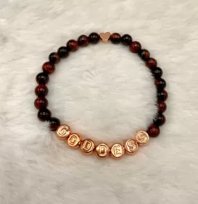 Red Tiger Eye and Rose Hematite“GODDESS” Stretch Bracelet