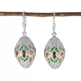 Riyo Divine Sterling Silver Earring For Sister Multi Earring Bezel Setting Multi Earring Dangle Earring