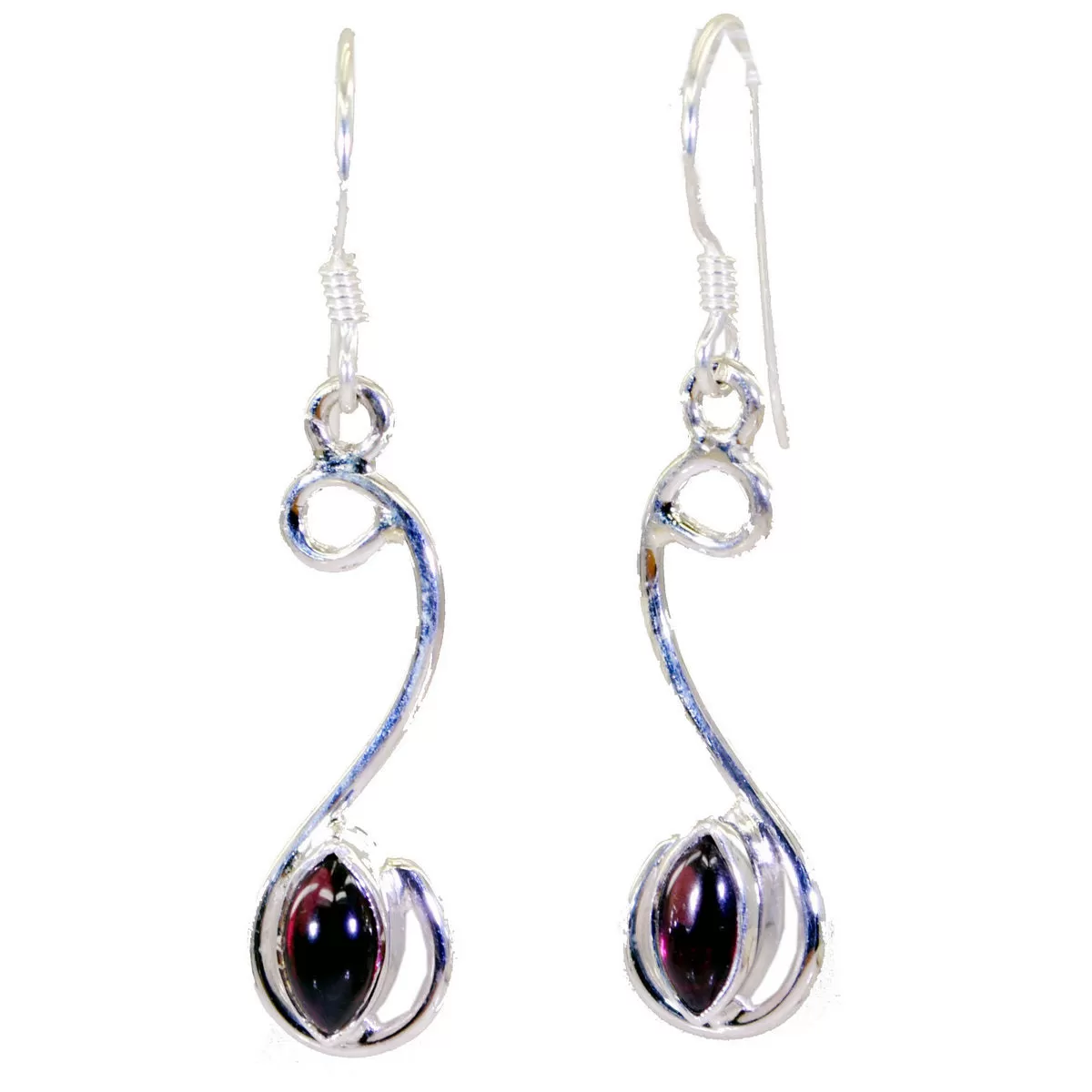 Riyo Genuine Gems marquise Cabochon Red Garnet Silver Earring sister gift