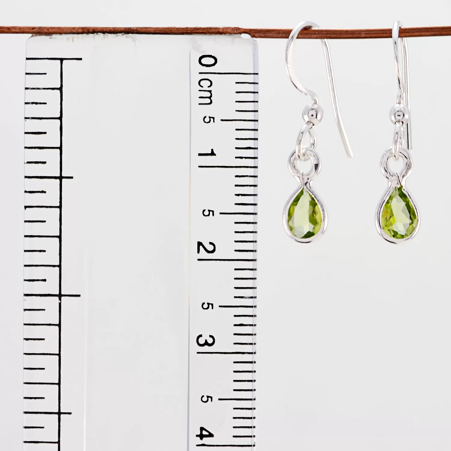 Riyo Genuine Gems pear Faceted Green Peridot Silver Earrings thanks giving gift