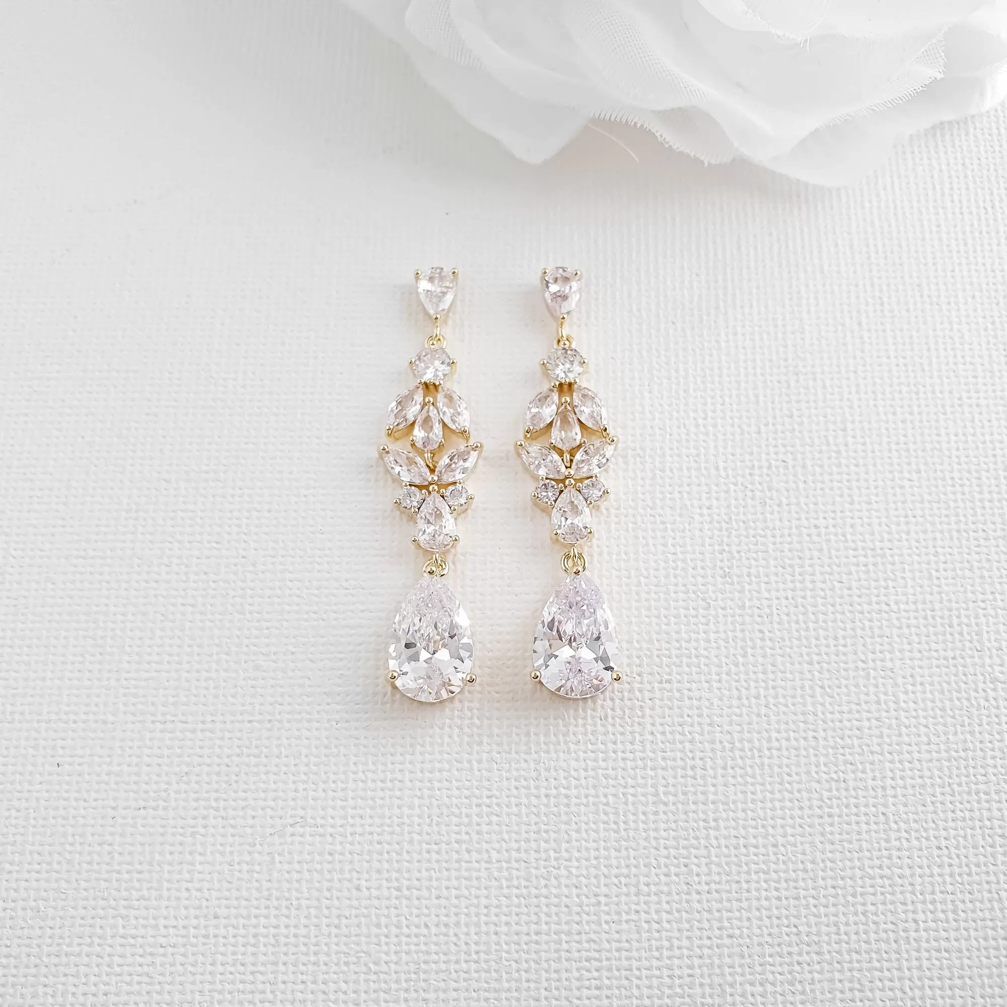 Rose Gold and Cubic Zirconia Earrings-Anne