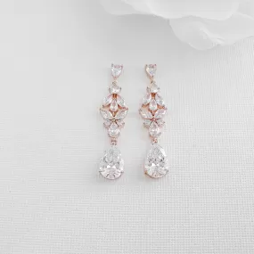 Rose Gold and Cubic Zirconia Earrings-Anne