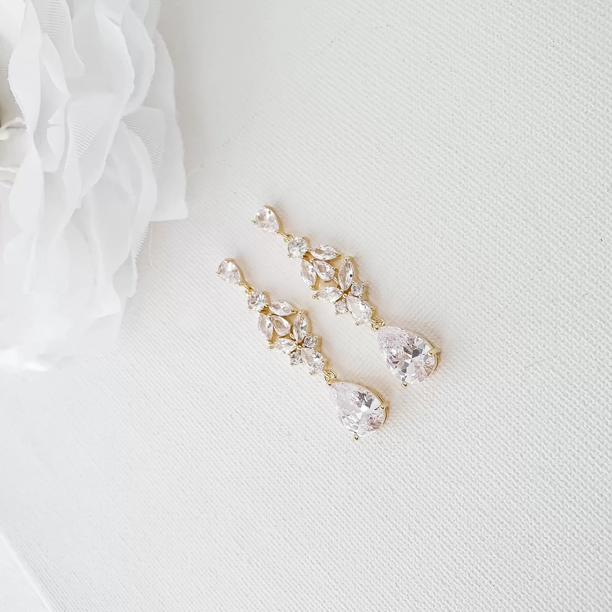 Rose Gold and Cubic Zirconia Earrings-Anne