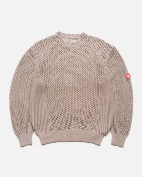 Side Mesh Loose Waffle Knit - Biege