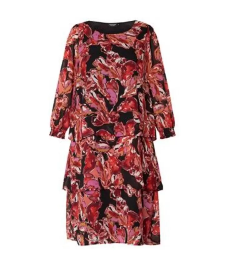 Signature print 3 layer dress