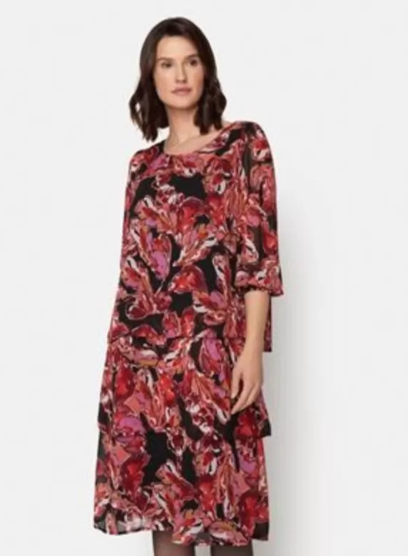 Signature print 3 layer dress