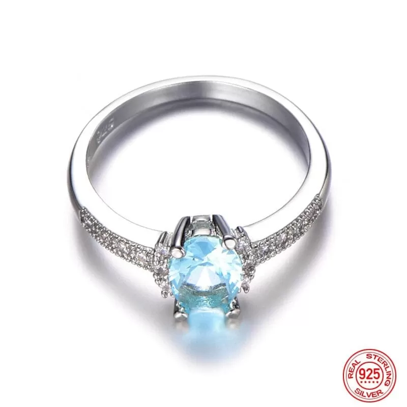 Silver Charm Oval Aquamarine Ring