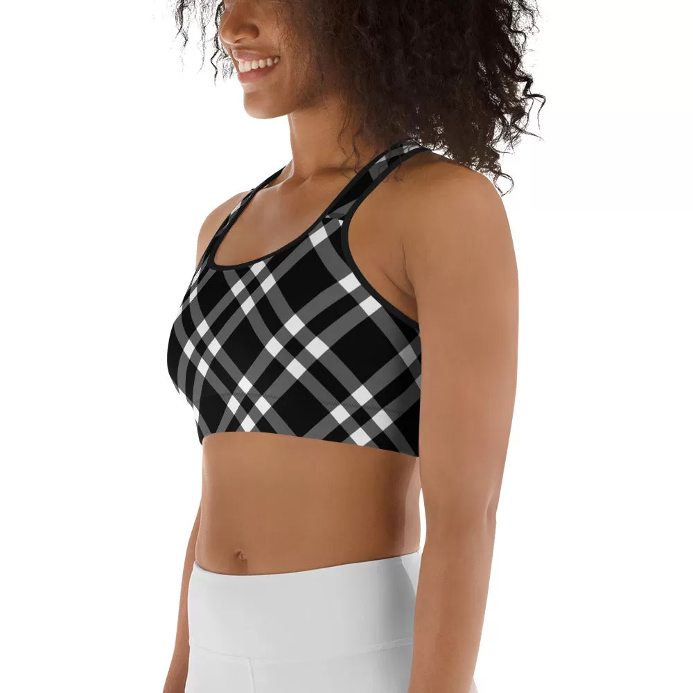 Sports Bra Black and White Gingham