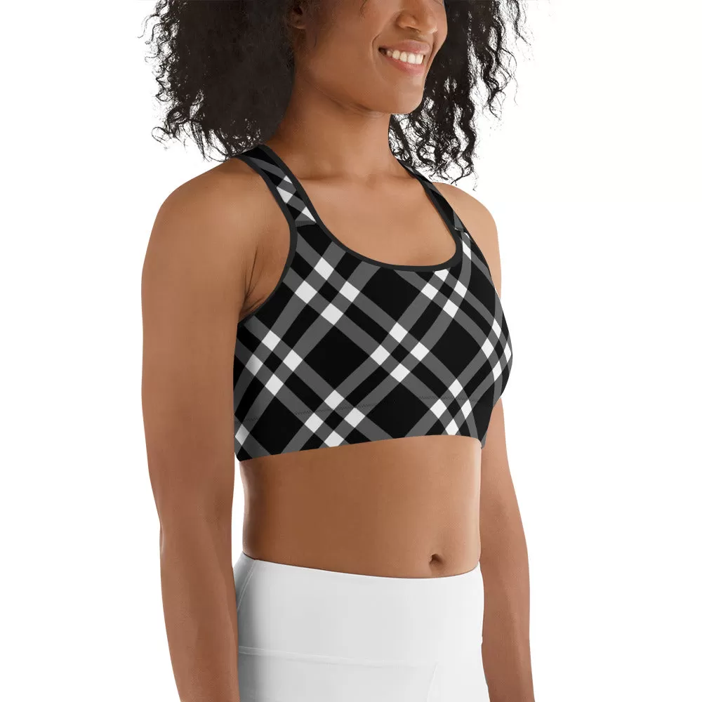 Sports Bra Black and White Gingham