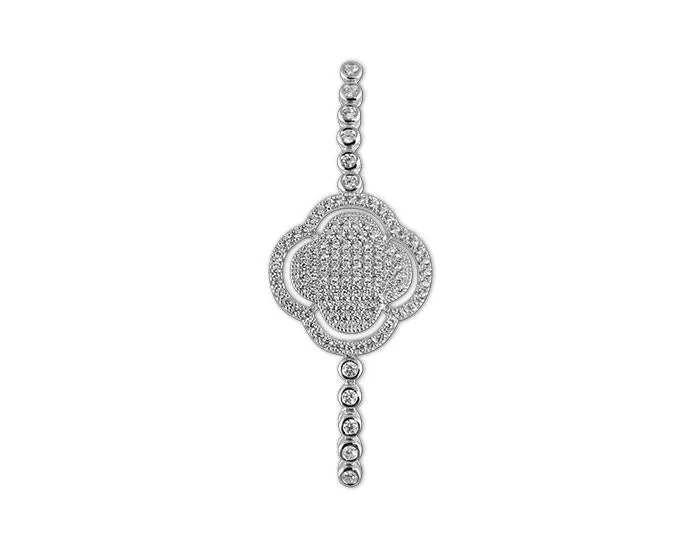 Sterling Silver Clover Halo Bezel Bolo Bracelet