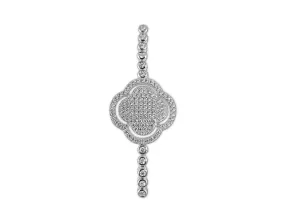 Sterling Silver Clover Halo Bezel Bolo Bracelet