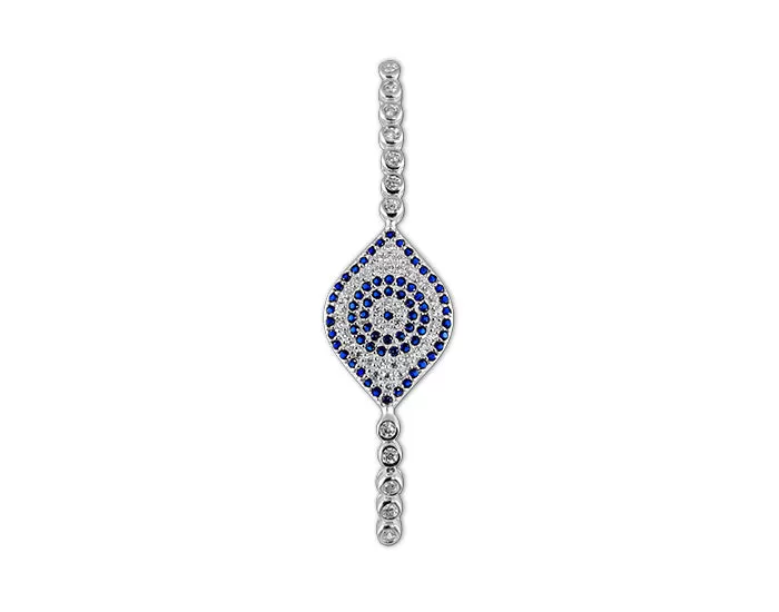 Sterling Silver Pavé Blue Eye Tennis Bracelet Rhodium Plated