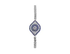 Sterling Silver Pavé Blue Eye Tennis Bracelet Rhodium Plated