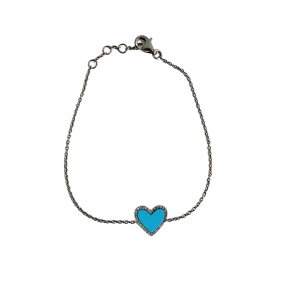 Sterling Silver Turquoise Heart Bracelet