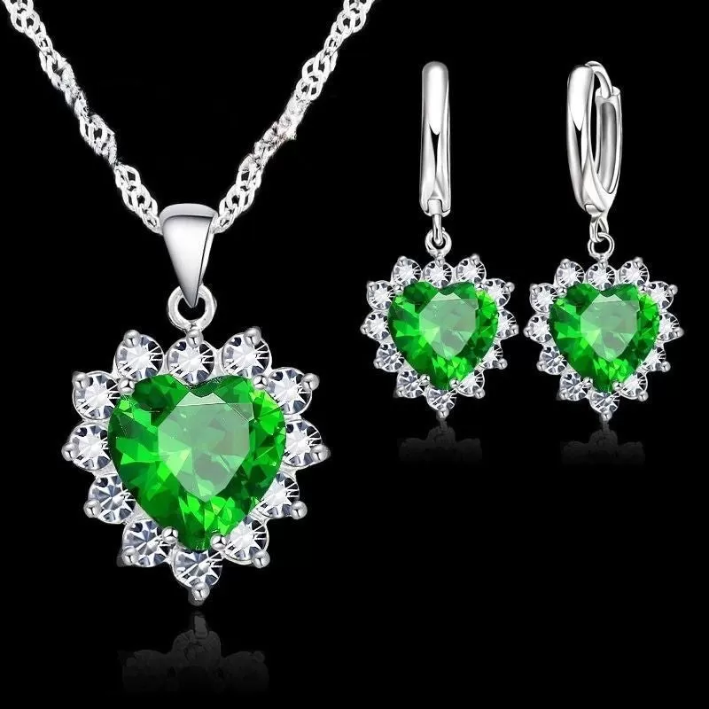 Sterling Silver Zirconia Jewelry Set For Women