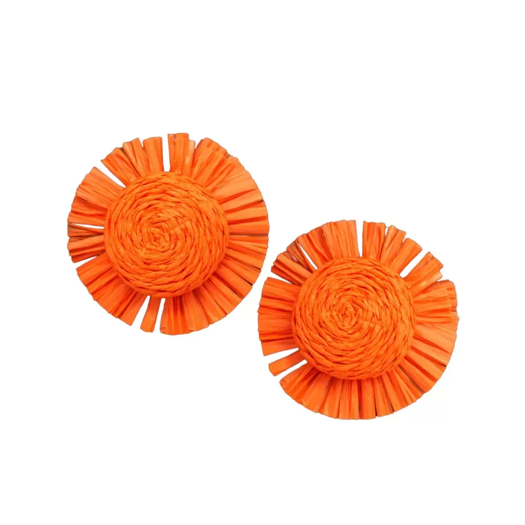 Swirl Raffia Centered Earrings