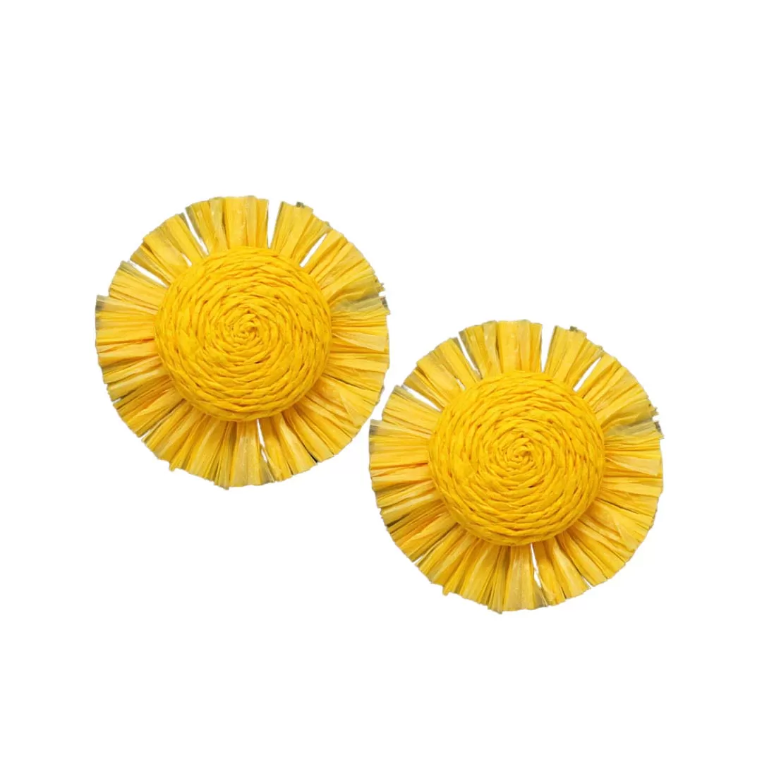 Swirl Raffia Centered Earrings