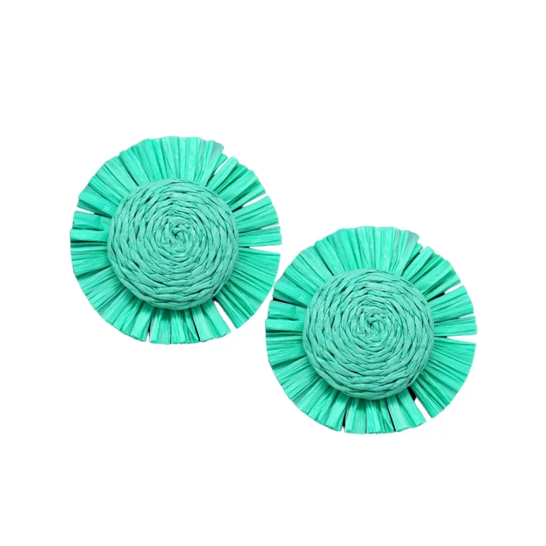 Swirl Raffia Centered Earrings