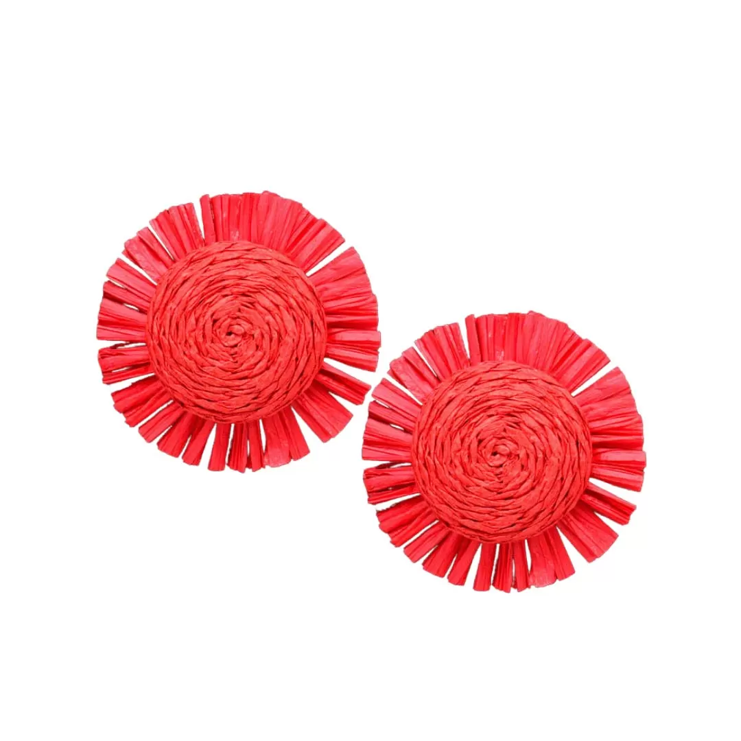 Swirl Raffia Centered Earrings