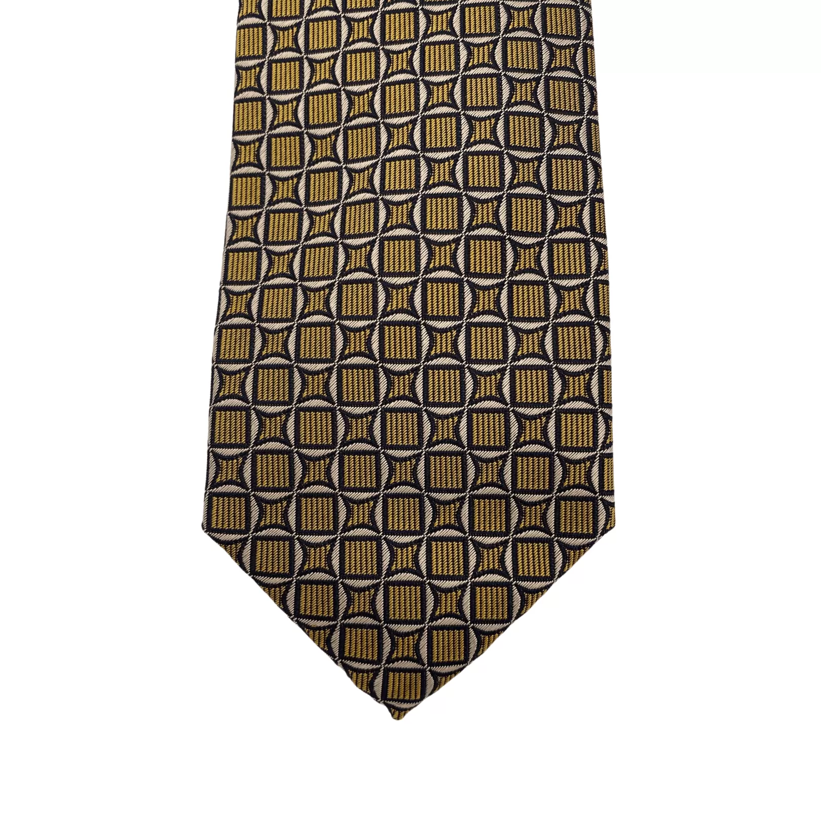 THOMAS PINK Diamond Tile Woven Tie - Yellow & Navy New w/Tags