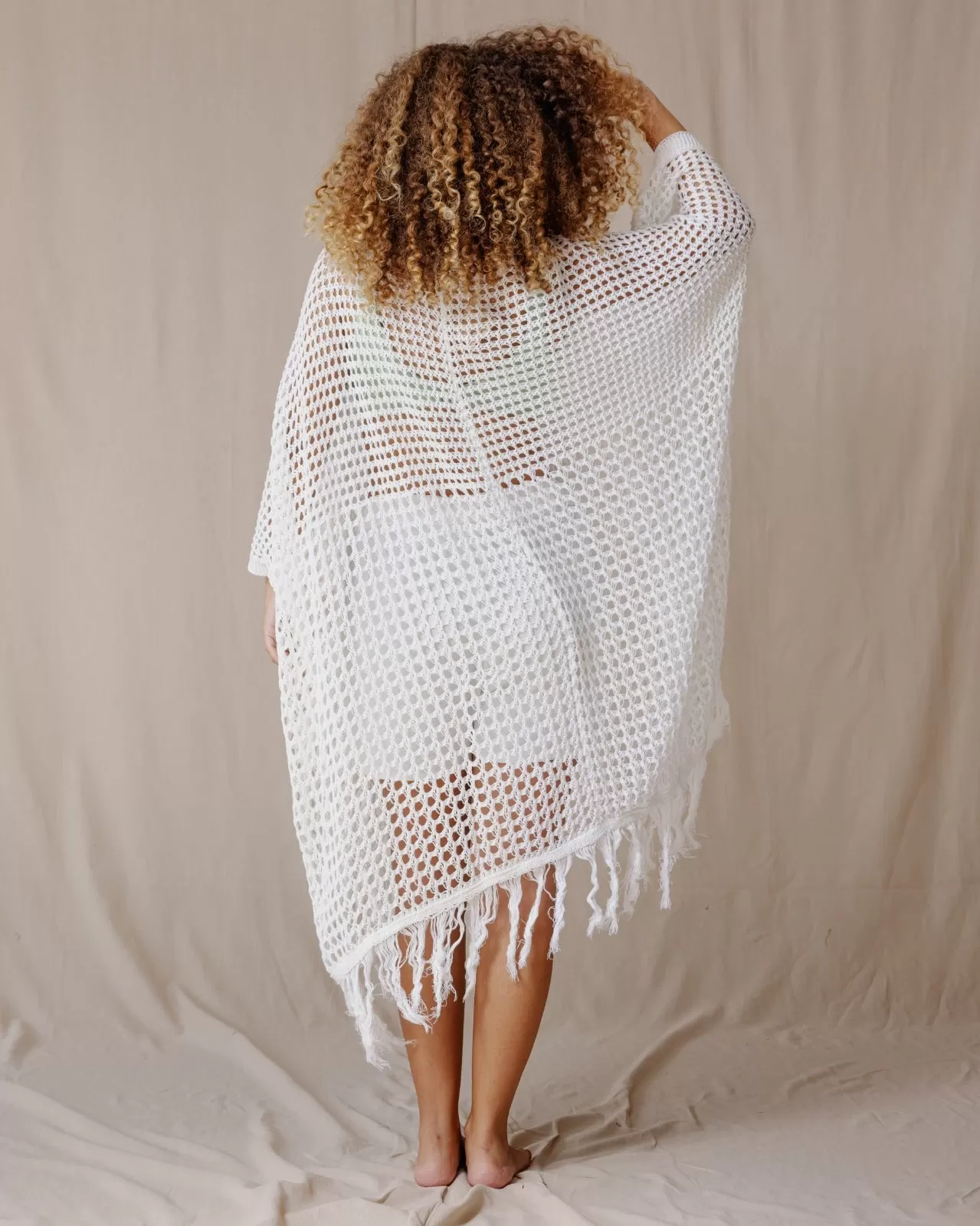 Trico Fringed Kimono White