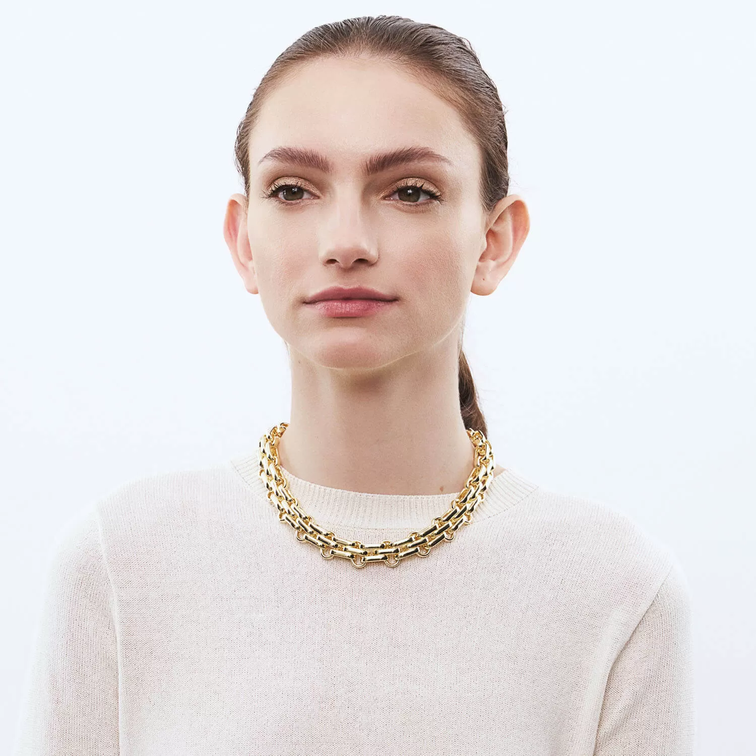 Vanessa Baroni Gold Three Layered Necklace