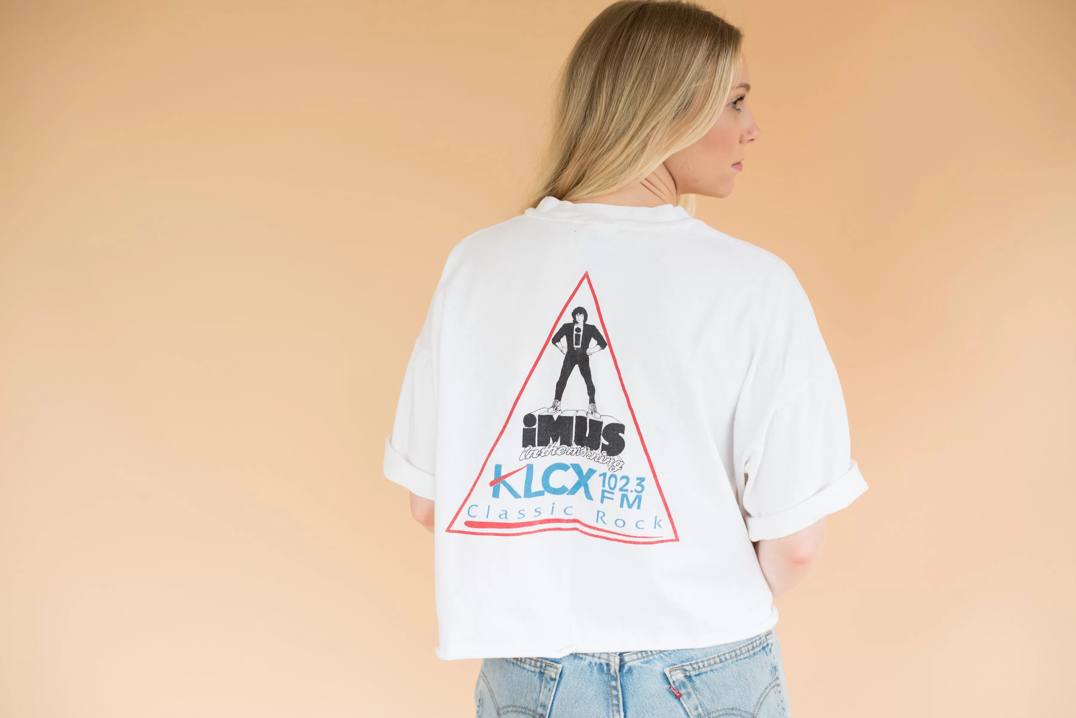 Vintage Cropped "KLCX Classic Rock" Tee