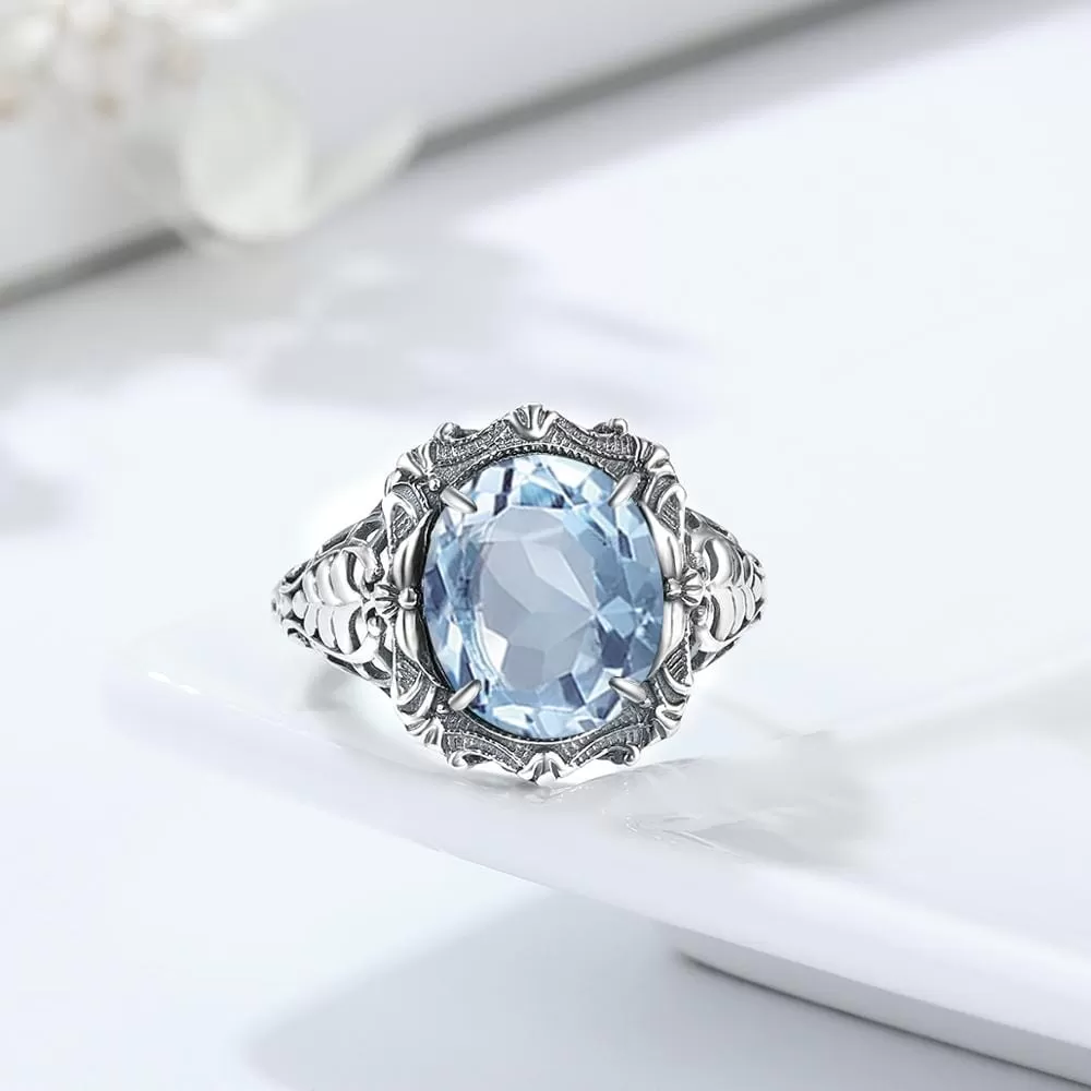 Vintage Designer Unique Aquamarine Ring