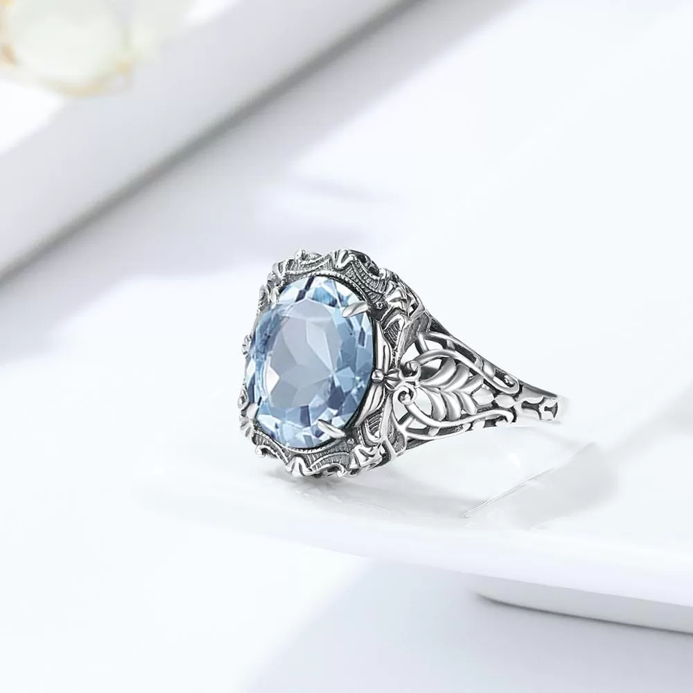 Vintage Designer Unique Aquamarine Ring