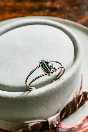 Vintage Sterling Silver and Malachite Southwest Cuff