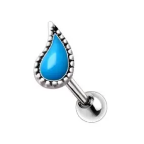 WILDKLASS 316L Stainless Steel Aqua Teardrop Cartilage Earring