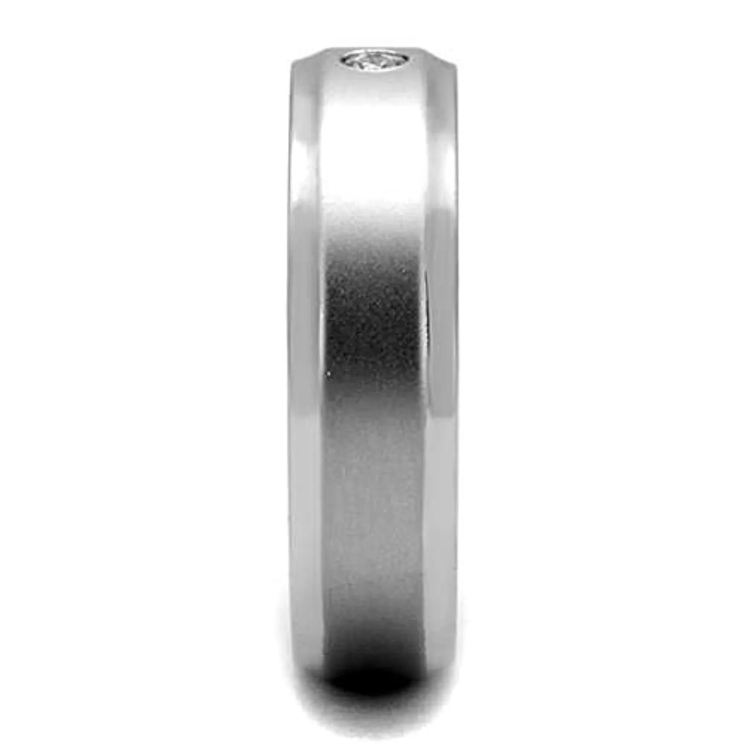 WildKlass Stainless Steel Ring High Polished Men AAA Grade CZ Clear